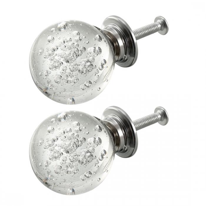 uxcell Pull Knob 30mm Dia. Aluminum Alloy Cabinet Pulls Drawer Knobs Silver Tone 2pcs