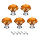 uxcell 直径40mmクリスタルノブ 引き出し ダイヤモンド形状 プルハンドル オレンジ 5個入り