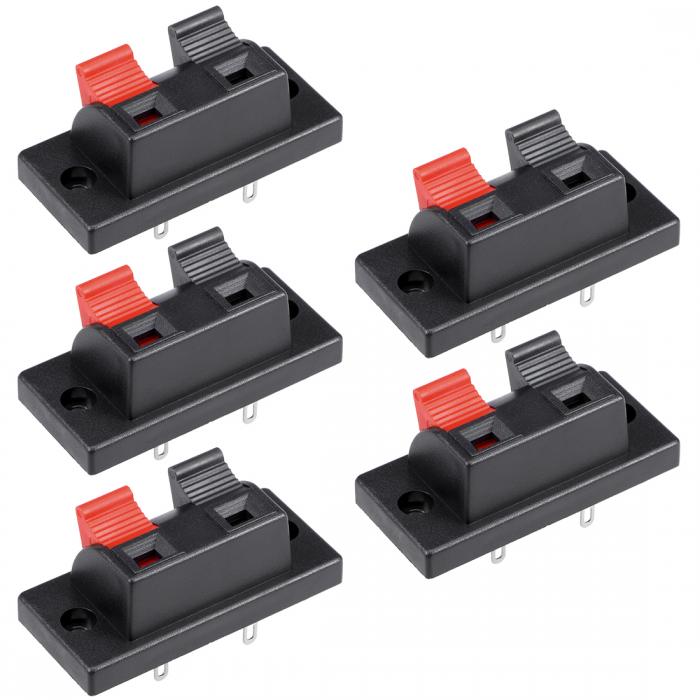 uxcell スプリング式端子 スプリングプッシュ式 ケーブル接続 55×21mm 2ピン 5個入り