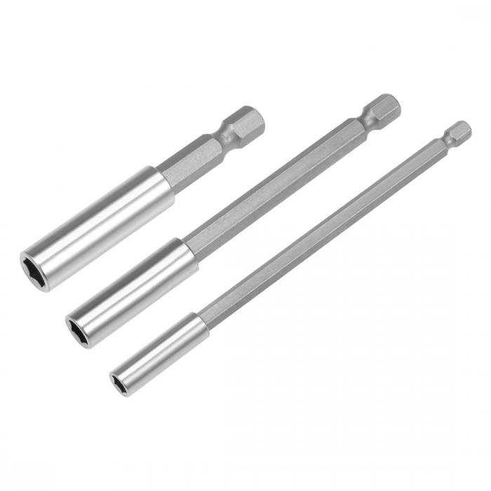 uxcell 磁気ビット拡張 60mm 100mm 150mm長さ 6.35mm六角ソケット クロムバナジウム鋼 S2鋼 サンドブラスト 亜鉛メッキ 3個入り