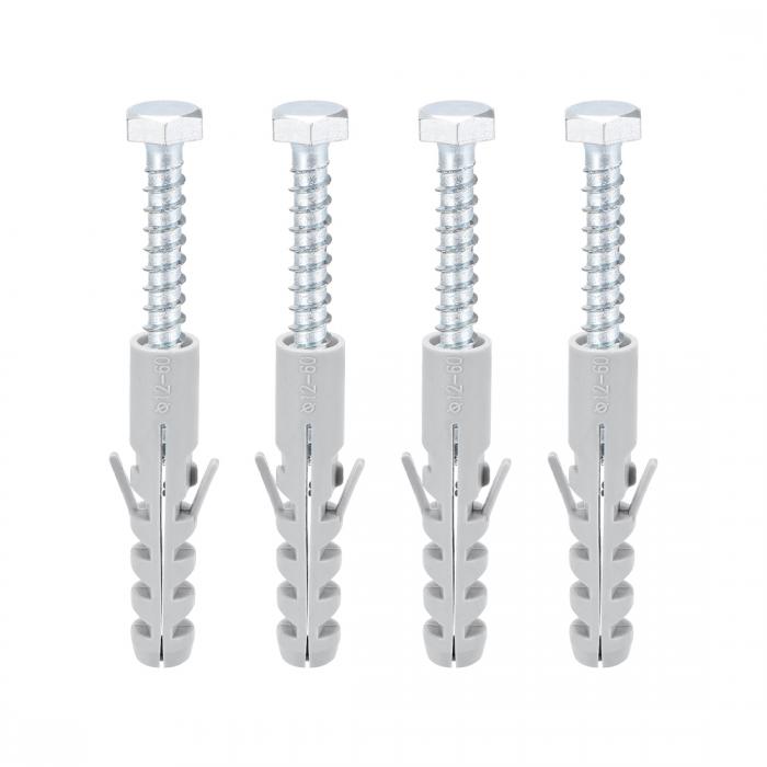 uxcell 拡張パイプ 12x60 mm プラスチック アンカーボルト 柱コンクリート壁プラグ フレーム固定チューブ ネジ付き グレー 4個