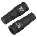 uxcell 10 mmインパクト六角ビットソケット 6.4 mmスクエアドライブ 長さ35 mm CR-MO メートル法サイズ 2個