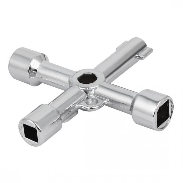 uxcell クロススイッチキー レンチ カップボードボックス 多機能 シルバートーン 4穴