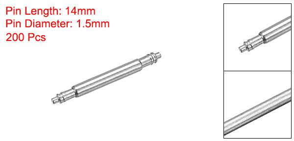 uxcell 時計スプリングバー ステンレス鋼製 シルバートーン ダブルフランジチップ設計 修理用時計リストバンド時計職人ツール 1.5mm径 12mm幅 200個入り