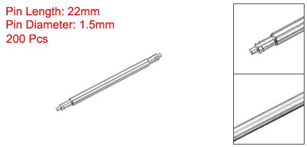 uxcell 時計スプリングバー ステンレス鋼製 シルバートーン ダブルフランジチップ設計 修理用時計リストバンド時計職人ツール 1.5mm径 20mm幅 200個入り
