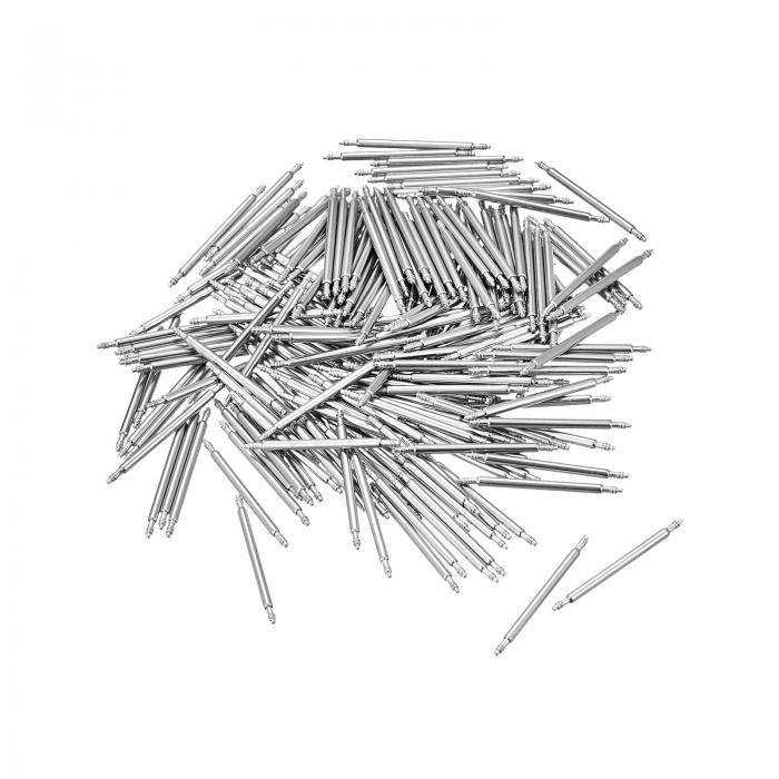 uxcell 時計スプリングバー ステンレス鋼製 シルバートーン ダブルフランジチップ設計 修理用時計リストバンド時計職人ツール 1.5mm径 21mm幅 200個入り