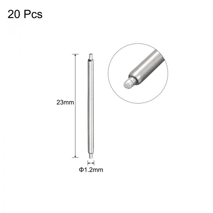 uxcell 時計スプリングバー ステンレス鋼製 シルバートーン 21mm幅 時計バンドスプリングバーストラップリンクピン 修理用時計リストバンドツール 1.2mm径 20個入り 3