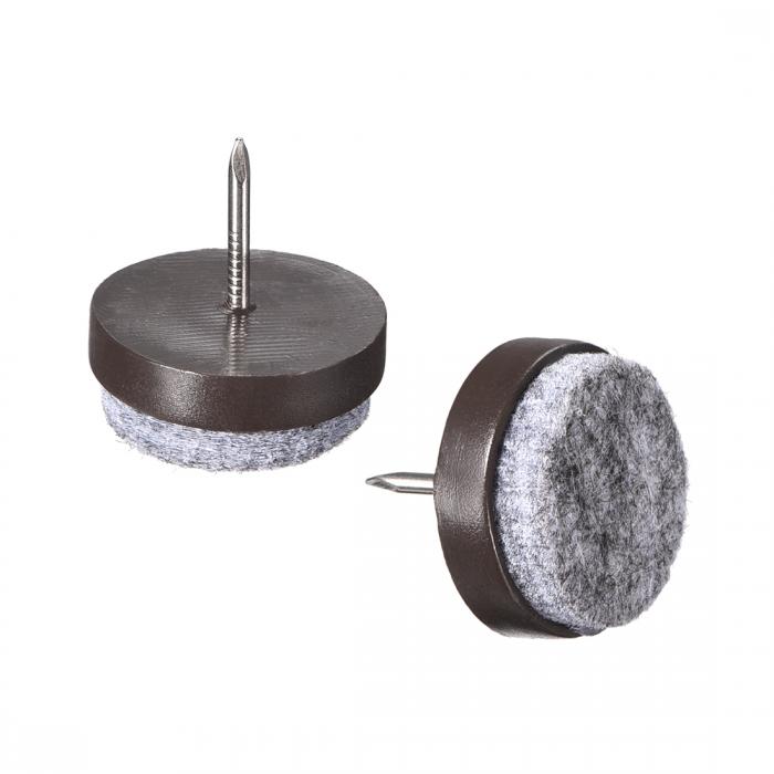 uxcell 家具フェルトパッド 足ネイル 足グライド 固定脚 チェア用 椅子 テーブル プロテクター 24mmの直径 ブラウン 40個