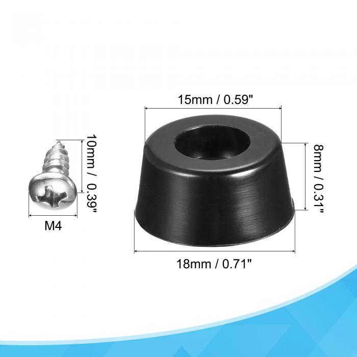 uxcell 丸いゴム製バンパーフィート ステンレス鋼のネジとワッシャー 家具 電子機器 滑り止め用 18 mm Wx8 mm H 16個 [2]