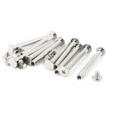 uxcell ネジポスト ベルトバックル バインディングボルト レザーファスナー 適用穴径5 mm メスM5x45 mm シルバートーン 10セット