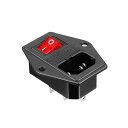 uxcell IEC320吸気口付きロッカースイッチ プラスチック 金属 C14モジュールコネクタ