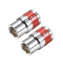 uxcell 6ポイント浅いソケット 13 mmドライブ 13 mm レッドバンド Cr-Vスチール 2個