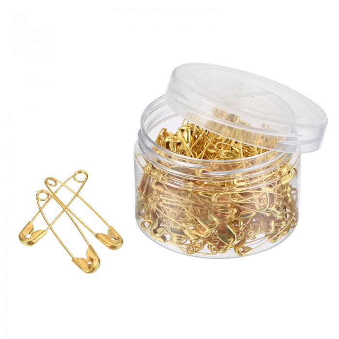 uxcell 安全ピン 26 mm メタルソーイングピン ボックス付き オフィスホーム用 ゴールドトーン 480カウント