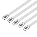 uxcell ケーブルタイ ステンレス製 メタル製排気ラップ 長さ127mm 幅5mm リペア用 10個入