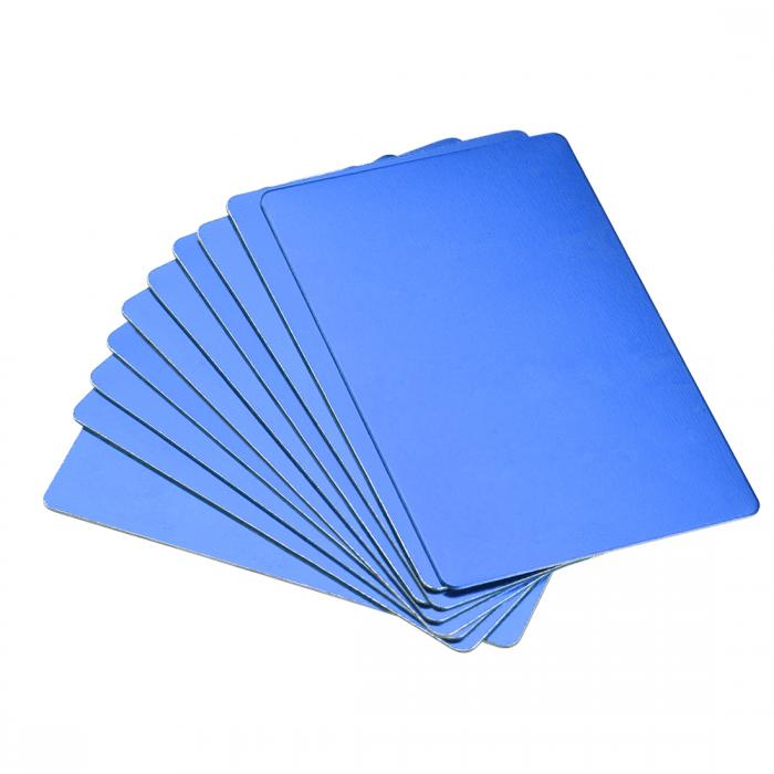 uxcell ブランクメタル製カード アルミニウム製 ブルー 彫刻印刷名カード 塗装陽極酸化アルミニウム ブラッシングステンレススチール 66x45x0.8mm 10個入り
