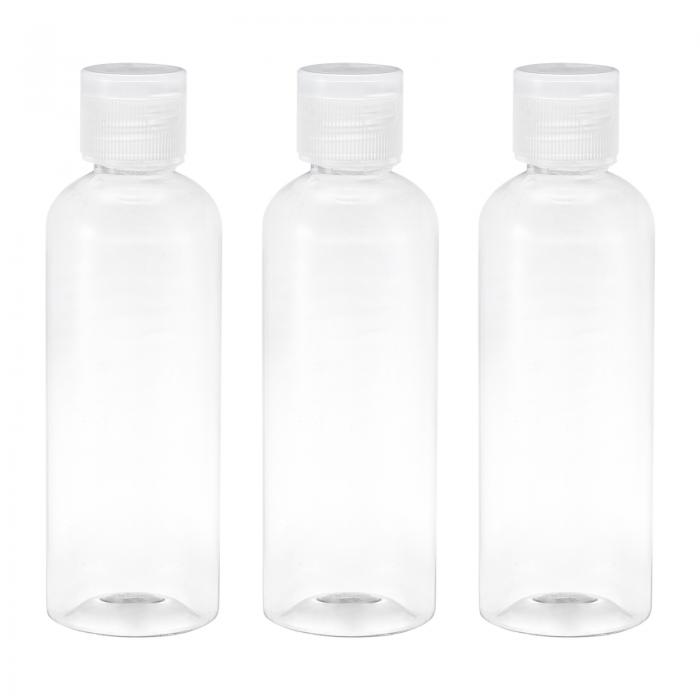 uxcell プラスチック製のトラベルボトル 空のコンテナ フリップキャップ付き ヘアオイル シャンプー 液体用 100ml クリア 6個入り