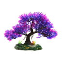 uxcell 人工水草 水槽内装 水族館植物 樹木 プラント オーナメント 装飾品 水槽 プラスチック セラミックス パープル 一個入り