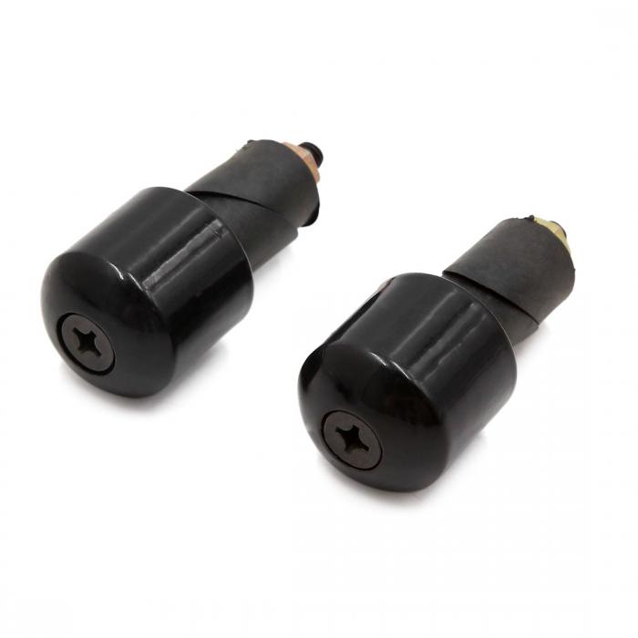 uxcell ハンドルバーエンド バーエンド ハンドルバーグリップキャップ グリップエンド 17mm オートバイ用 取り付け簡単 メタルゴム ブラック 2個入り