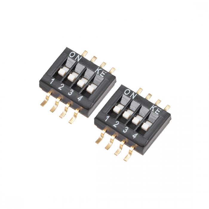 uxcell DIPスイッチ 回路基板適用キースイッチ 4ポジション 6.7x8.4x2.3mm 2個入り ブラック