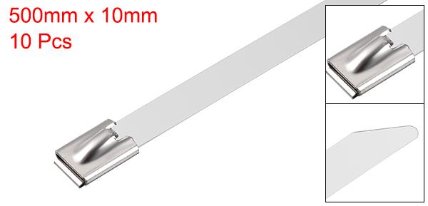 uxcell ケーブルジップタイ ステンレス鋼 500mm 10mm幅 金属排気ラップ 10個