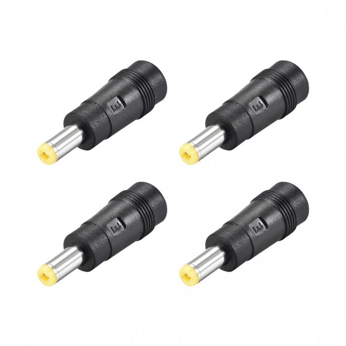 uxcell DC電源アダプター メス5.5mmx2.1mm-5.5mmx1.7mmオスプラグチップ 入力DCプラグコネクタ イエロー 4個