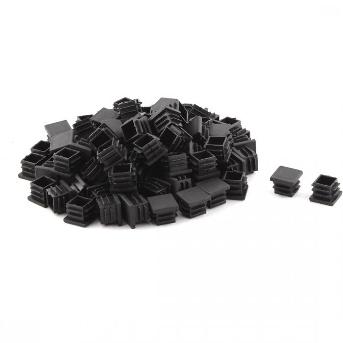 uxcell パイプキャップ オフィス プラスチック 四角形 テーブル 椅子 ブラック 18 x 18mm 100個入り