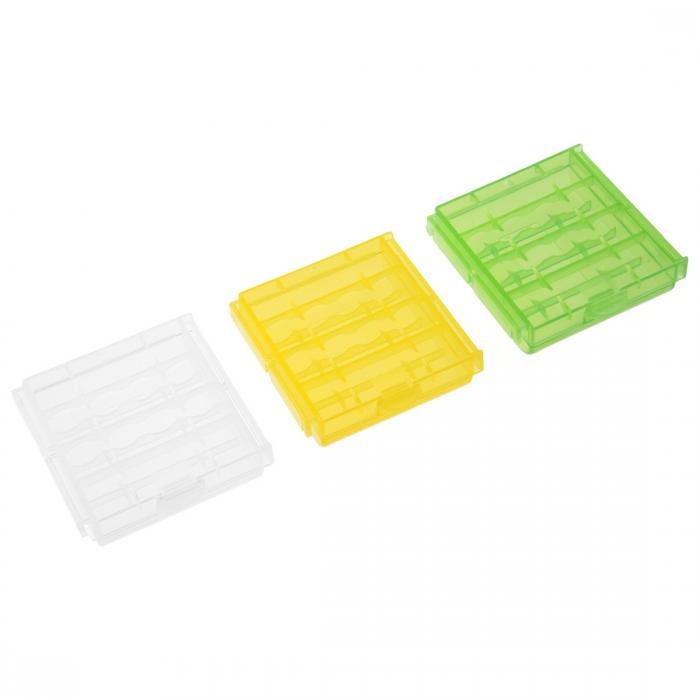 uxcell 電池ホルダー バッテリー収納ケース PP素材 硬質プラスチック 実用性 ブルー クリア イエロー 3..