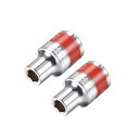 uxcell 6ポイント浅いソケット 13 mmドライブ 8mm レッドバンド Cr-Vスチール 2個