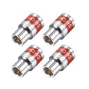 uxcell 13 mmドライブ 11 mm 6ポイント 浅いソケット レッドバンド付き Cr-Vスチール 4個