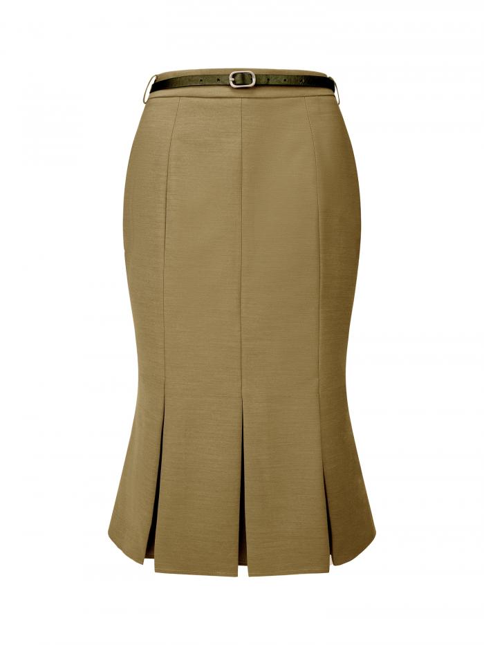 Hobemty ビジネススカート 人魚 マーメイド フィッシュテールスカート 膝下丈 フレア スリム ボディコン レディース ライトグリーン XL