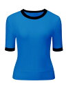 Hobemty 無地Tシャツ 半袖 プルオーバー クルーネック フィット ニット トップス トップス レディース ブルー XL