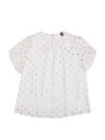 Allegra K レディース ラウンドネック ブラウス 夏 カジュアル 金箔柄 半袖 トップス Tシャツ ルーズフィット ホワイト S