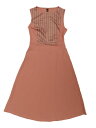 Allegra K カジュアルワンピース ストライプドレス クルーネック ノースリーブ A ライン ミディ 通勤 レディース ピンク S(4)