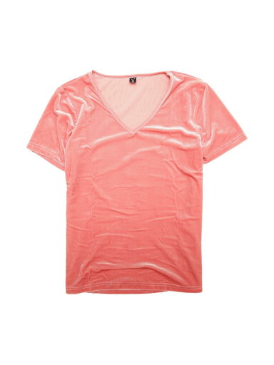 Allegra K ベルベットトップ カジュアルTシャツ Vネック 半袖カットソー レディース ピンク XS Allegra K ベルベットトップ カジュアルTシャツ Vネック 半袖カットソー レディース ピンク XS