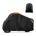 uxcell オールシーズン対応のバイクカバー。防水 日焼け対策 リフレクターストリップ ロックホール 収納袋付き。最大76.8インチのバイクに対応。