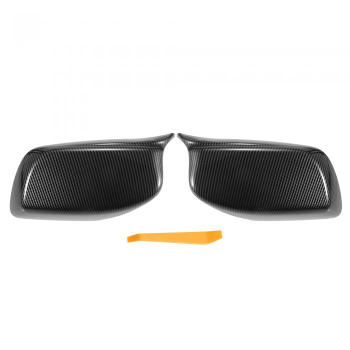 X AUTOHAUX BMWに対応 E60 E61 5シリーズ E63 E64 6シリーズ 2003-2007用のペアカーリアビュードライバーパッセンジャーサイドミラーカバーキャップ黒いカーボンファイバー交換品。ミラーガードカバー外装装飾。
