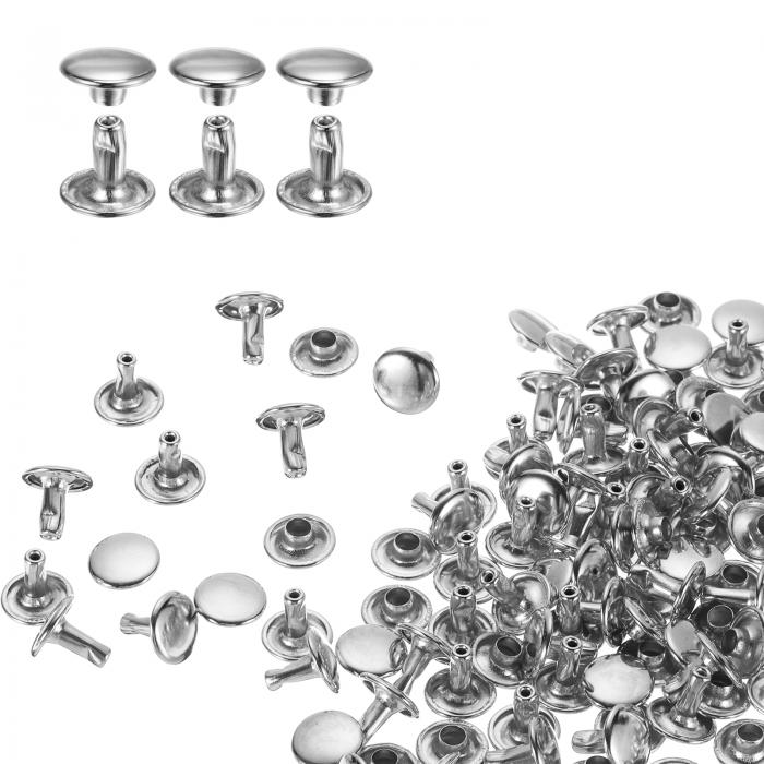 uxcell 両面カシメ レザーリベット 9x8mm 80個セット レザークラフト DIY 手作り ベルト 布革細工 靴 ..