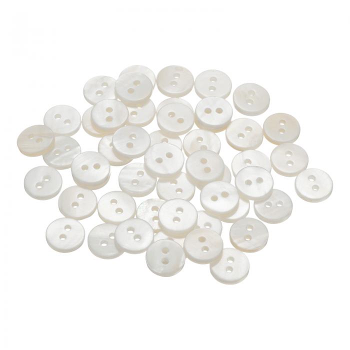 uxcell 50個の天然貝ボタン、2穴10mm丸フラット真珠のボタン、シャツ、コート、スーツ、ジャケット、ジーンズ、スカート、DIY裁縫クラフト用、白
