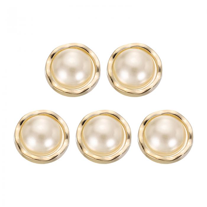 uxcell 5個 28L 金フェイクパールボタン 18mm 23/32