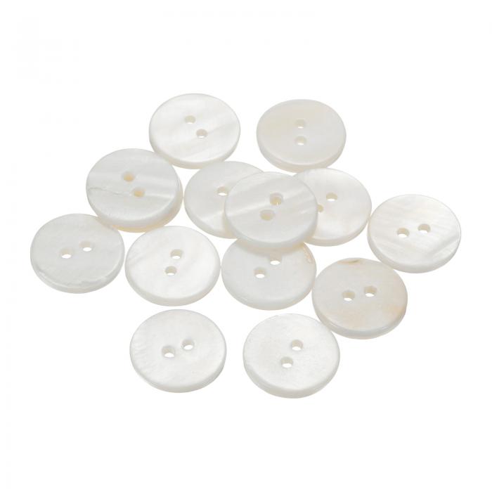 uxcell 15個の天然貝ボタン、2穴18mm丸フラット真珠のボタン、シャツ、コート、スーツ、ジャケット、ジーンズ、スカート、DIY裁縫クラフト用、ホワイト
