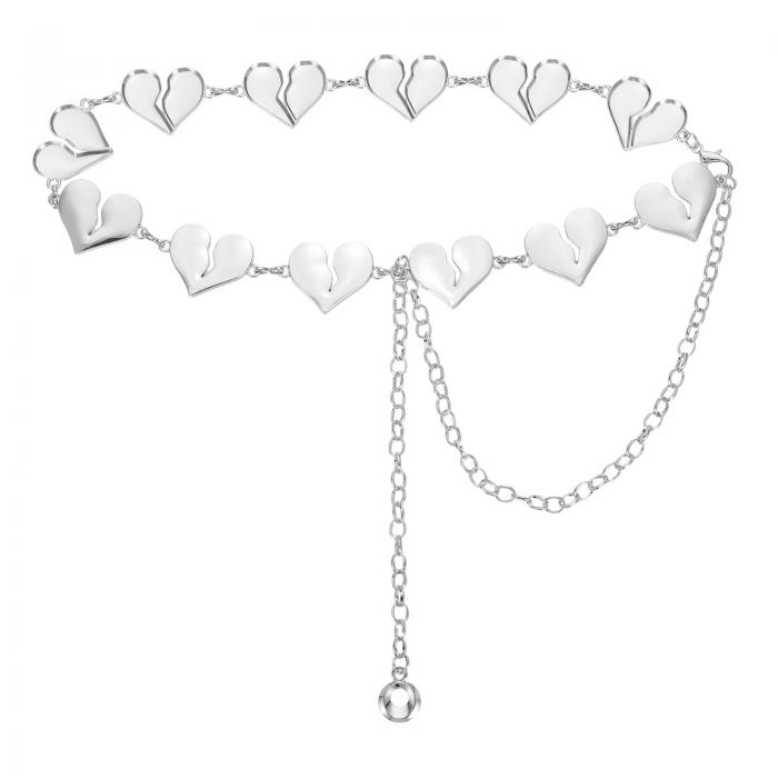 uxcell ウェスタンメタルコンチョベルト ウィメンズウエストチェーンベルト ジーンズドレスとのカントリーコンサートアウトフィット ソリッドハート シルバート...