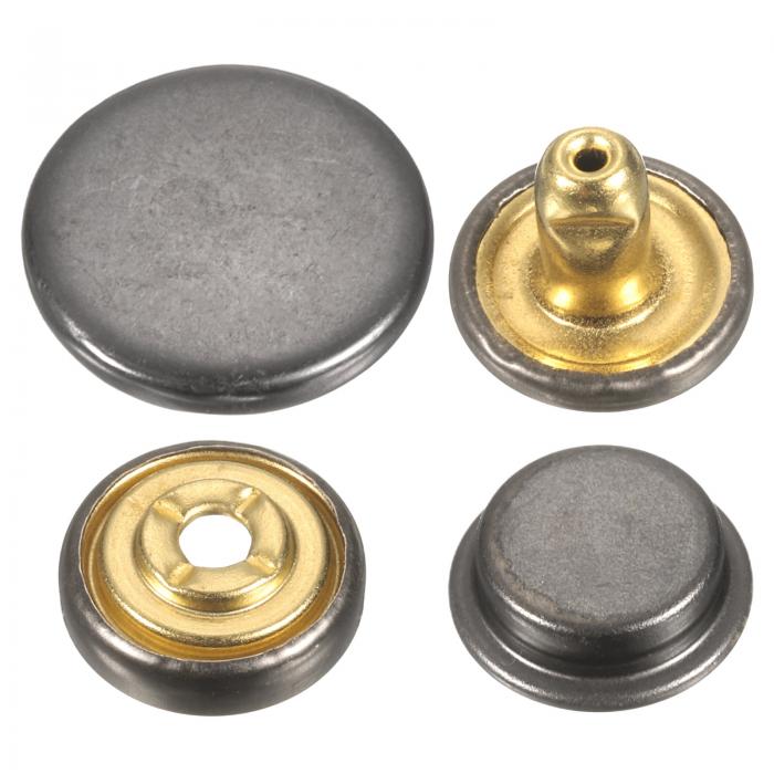 uxcell 60セットプレススタッドキャップボタン17mmメタルスナップファスナーアロイボタンバッグレザーマリンボートキャンバス用 ガン スタイル501