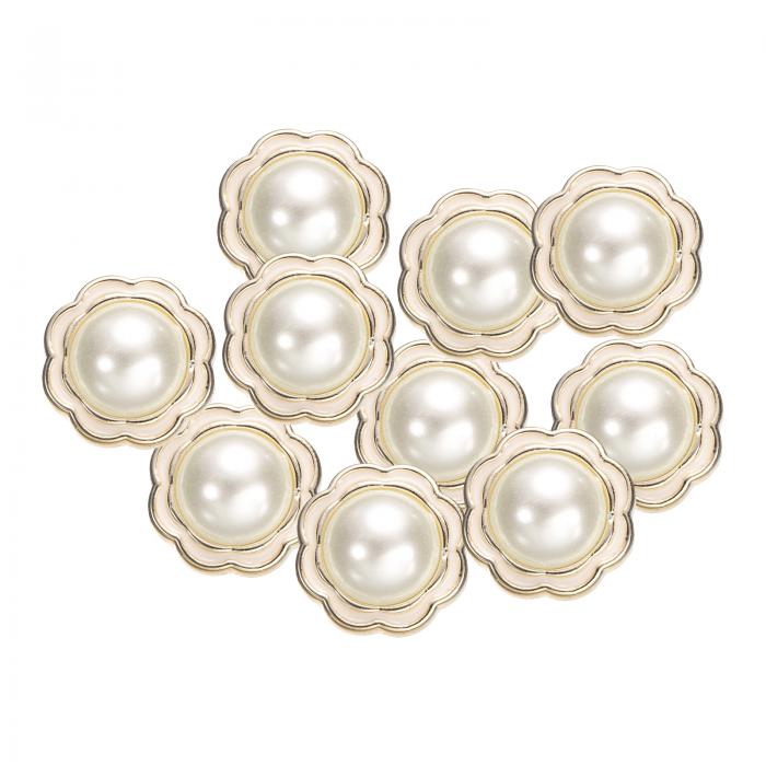 uxcell 10個 40L 金ホワイトフェイクパールボタン 25mm 1