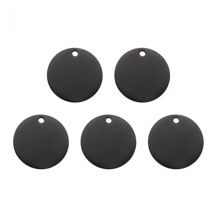 uxcell 5個の丸い空白スタンピングタグ33 mmステンレススチールサークル磨き空白スタグペンダント、ブレスレットクラフトラベリング作成用の穴付き、黒