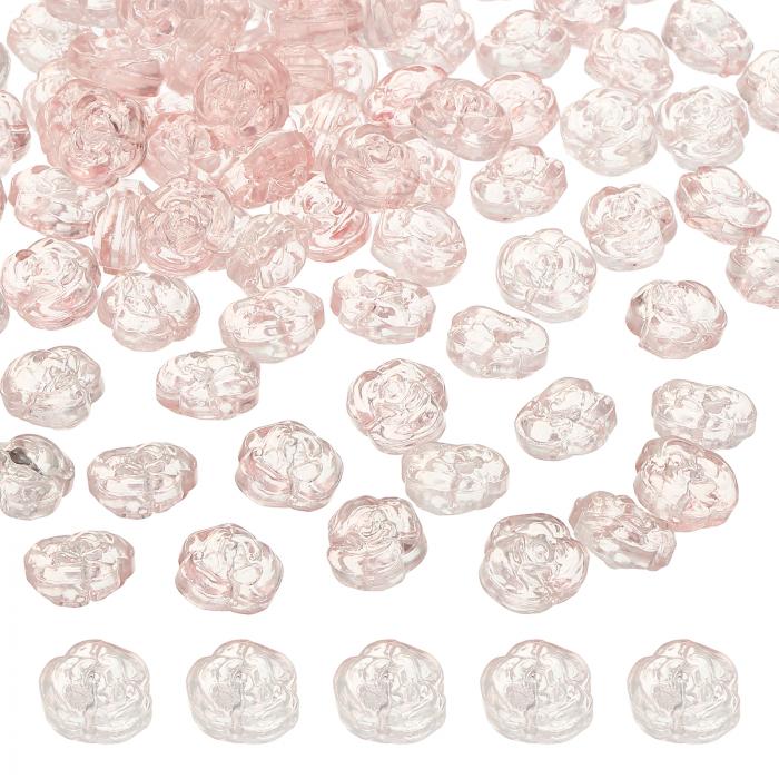 uxcell 50個のローズビーズ 0.55"のガラスフラワーローズ装飾彫刻されたルーズスペーサー水晶クラフト..