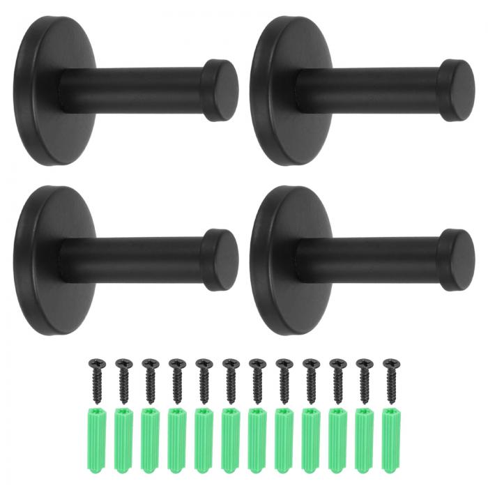 uxcell 4個のステンレス製バスルームタオルフック、2x0.5インチのヘビーデューティーローブコートフック、丸い壁掛けフック、ベッドルーム、キッチン、クロー...