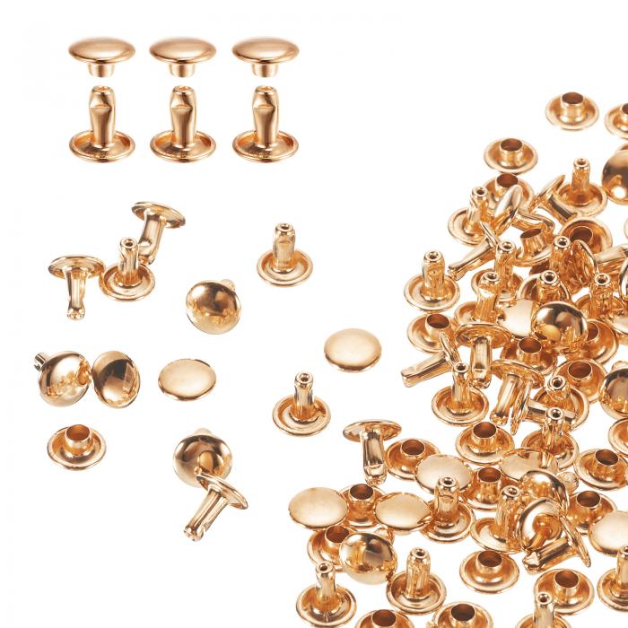 uxcell 両面カシメ レザーリベット 8x8mm 100個セット レザークラフト DIY 手作り ベルト 布革細工 靴 ..