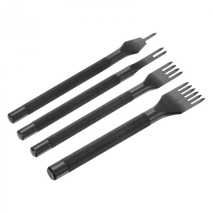 uxcell 4Pcs レザー ステッチング パンチ 3 mm 1/2/4/6 プロング 炭素鋼 レザー パンチ ホール ツール ..