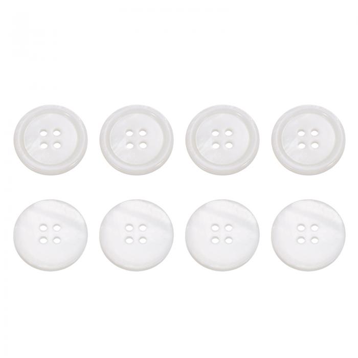 uxcell 8個の丸い天然貝ボタン、18mm 4穴真珠の母貝クラフト貝ボタン、衣類、シャツ、ドレス、縫製DIYクラフト作りに適しています、光沢のある白色