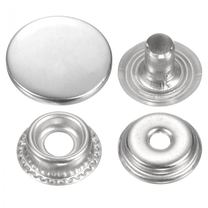 uxcell 60セットのプレススタッドキャップボタン17mmメタルスナップファスナーアロイボタンバッグレザーマリンボートキャンバス用 シルバー スタイル201